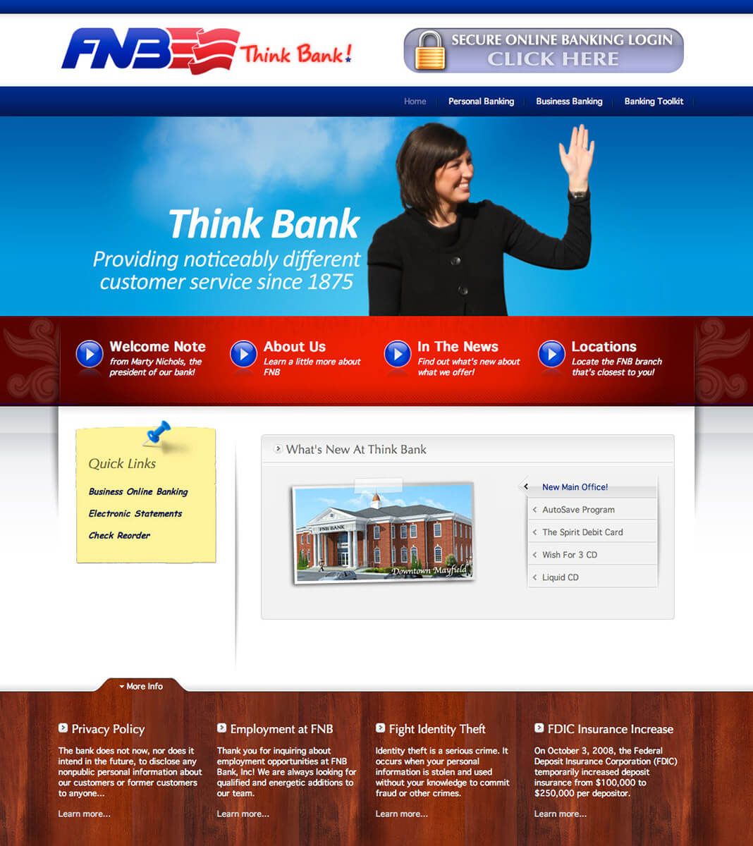 FNB Bank web design by EyeSite Creations