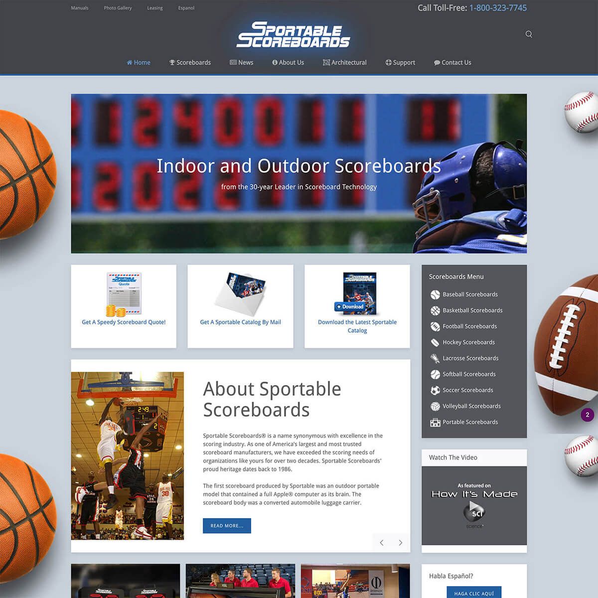 Sportable Scoreboards web design by EyeSite Creations