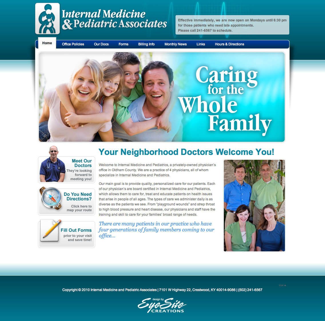 Internal Medicine & Pediatrics website by EyeSite Creations
