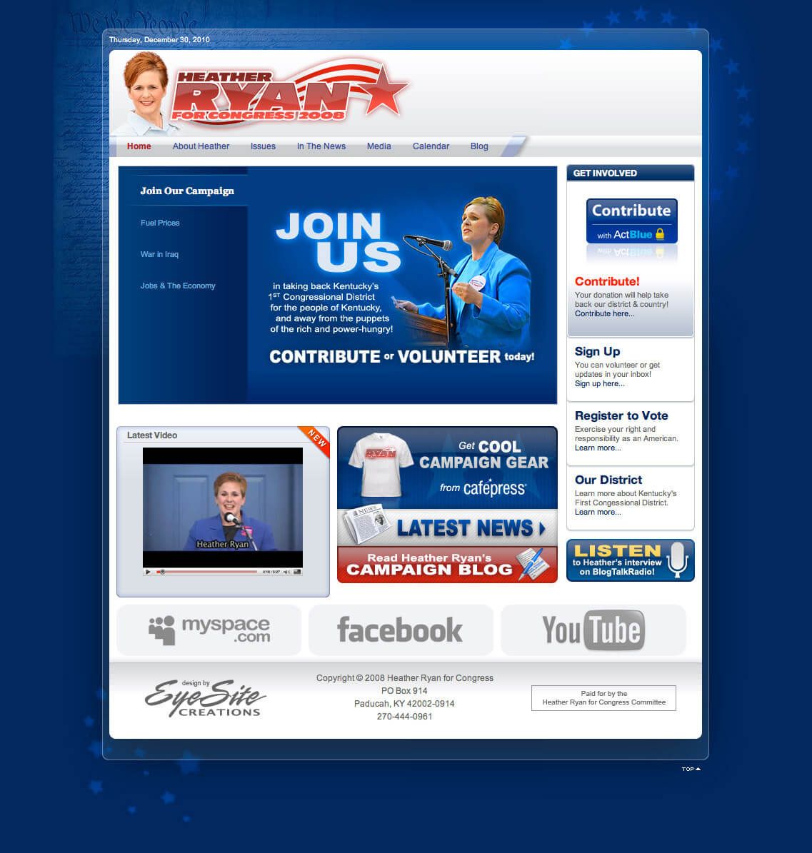 Heather Ryan for Congress website by EyeSite Creations