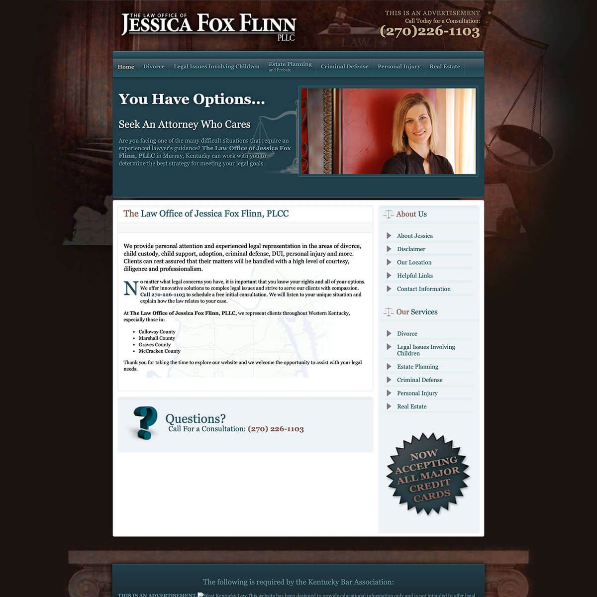 Jessica Fox Flinn web design by EyeSite Creations