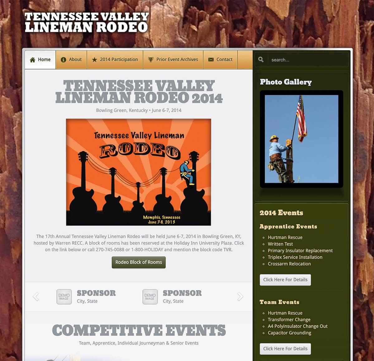 Tennessee Valley Lineman Rodeo web design by EyeSite Creations