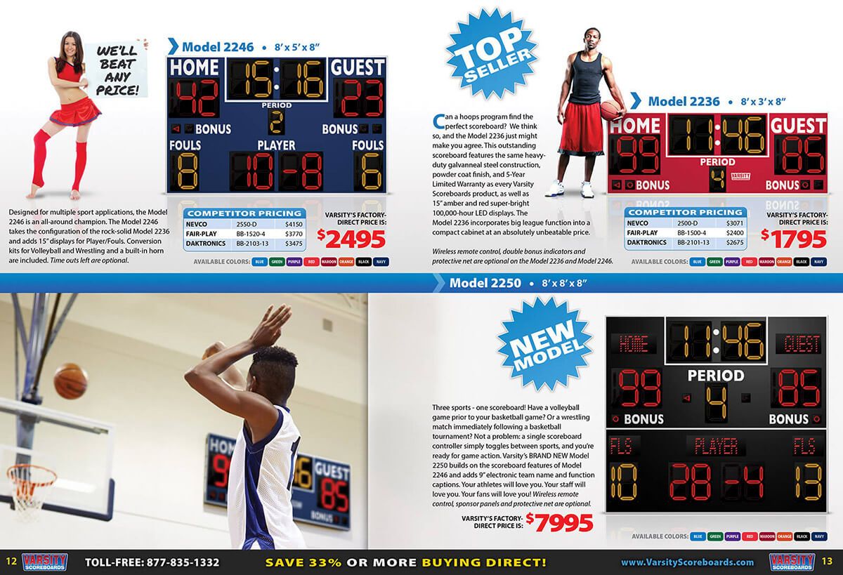 Varsity Scoreboards catalog interior by EyeSite Creations